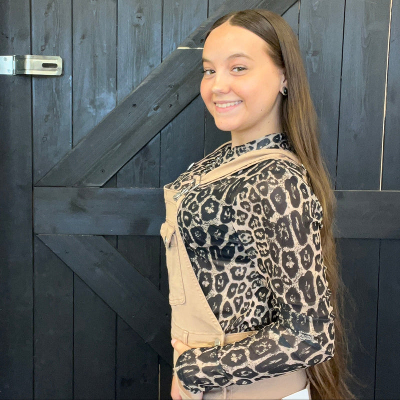 mesh leopard print top 
