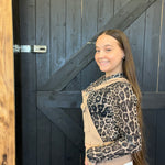 Leopard Sideline Spirit Gold Mesh Long sleeve Top