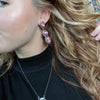 3 Stone Pink Dahlia Post Genuine Earring