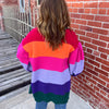 Multicolor Striped Thick Sweater Cardigan / Large