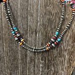 14 inch Multistone Patterned Navajo Pearl Genuine Necklace