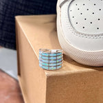 Opal 4 Row Inlay Sterling Silver Ring size 8