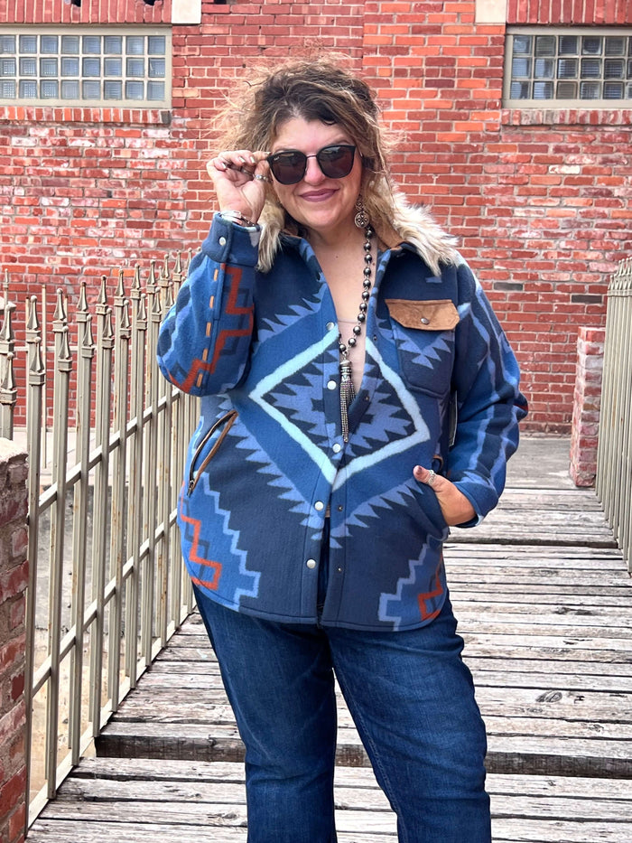 Short Leah Coat Navy Fur Tasha Polizzi Jacket