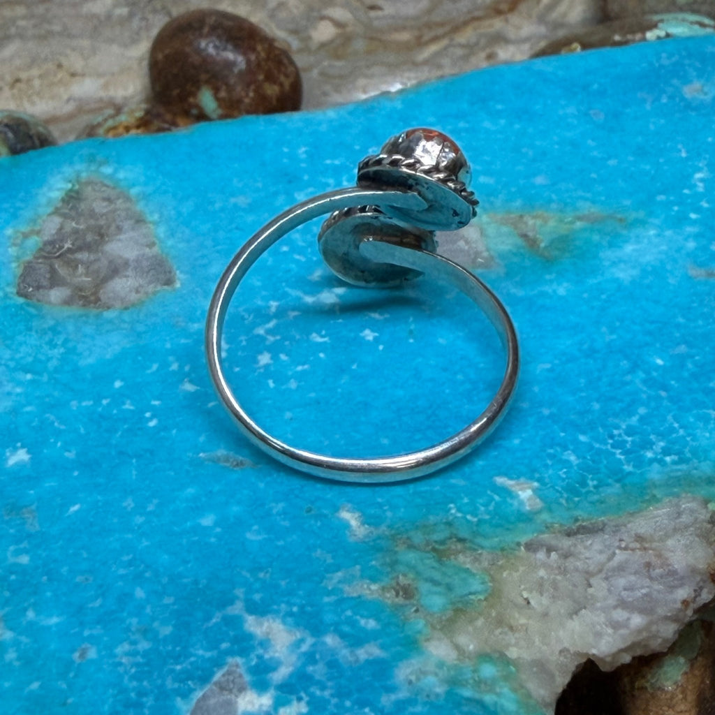 2 Stone Orange Opal Adjustable Sterling Silver Ring - Country Lace Boutique