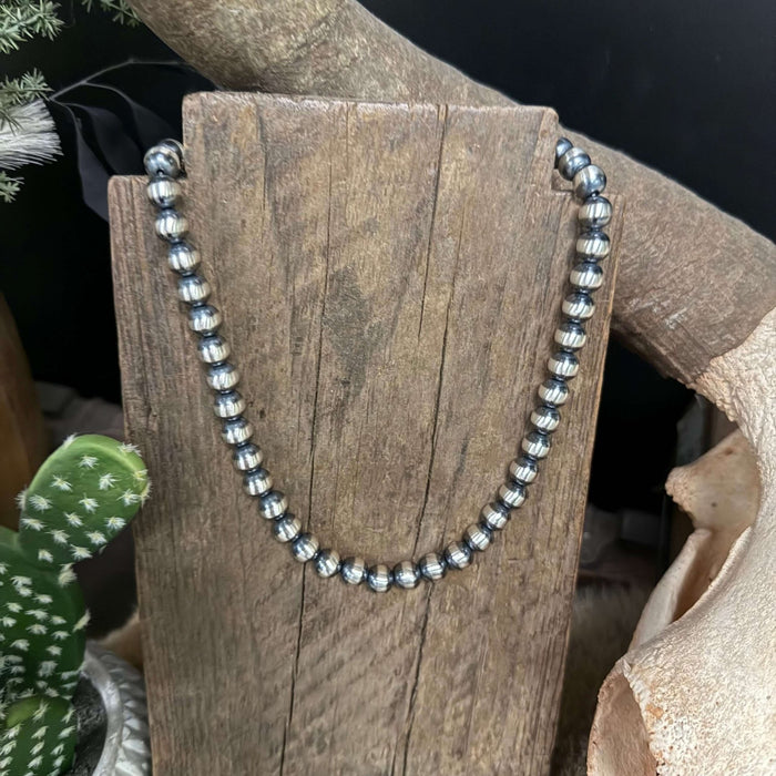 20 inch 10mm Navajo Pearl Sterling Silver Necklace - Country Lace Boutique