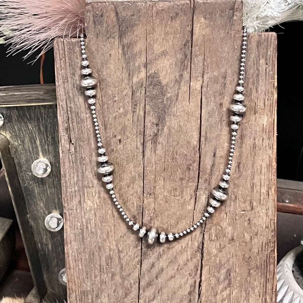 20 inch 3 - 14mm Rondelle Navajo Pearl Sterling Silver Necklace - Country Lace Boutique