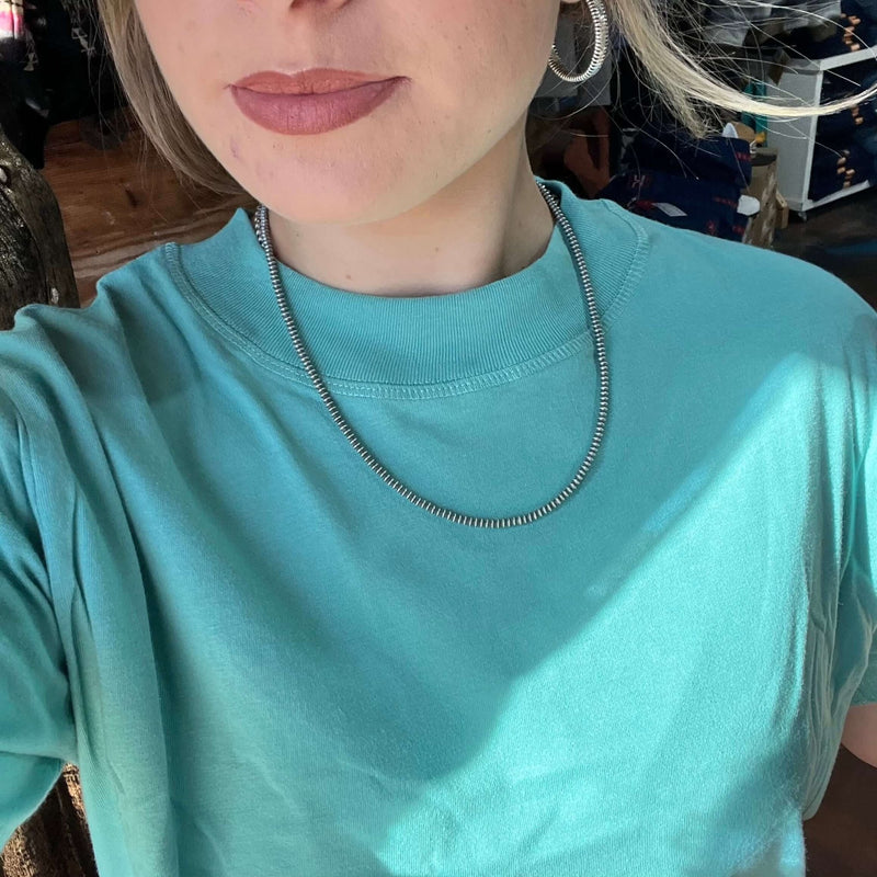 20 inch 3mm Disc Navajo Pearl Sterling Silver Necklace - Country Lace Boutique