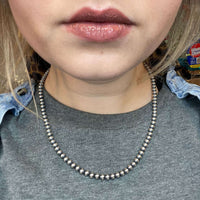 20 inch 5mm Navajo Pearl Sterling Silver Necklace - Country Lace Boutique