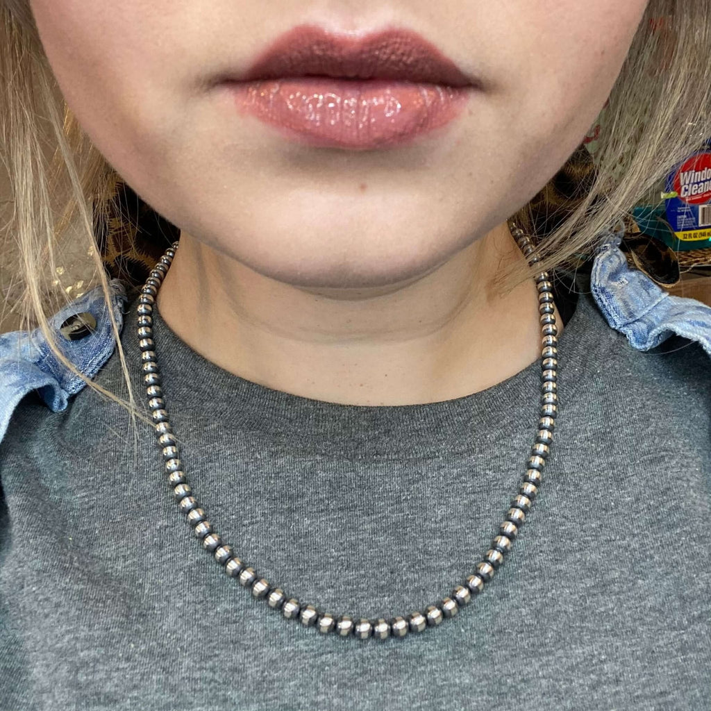 20 inch 5mm Navajo Pearl Sterling Silver Necklace - Country Lace Boutique