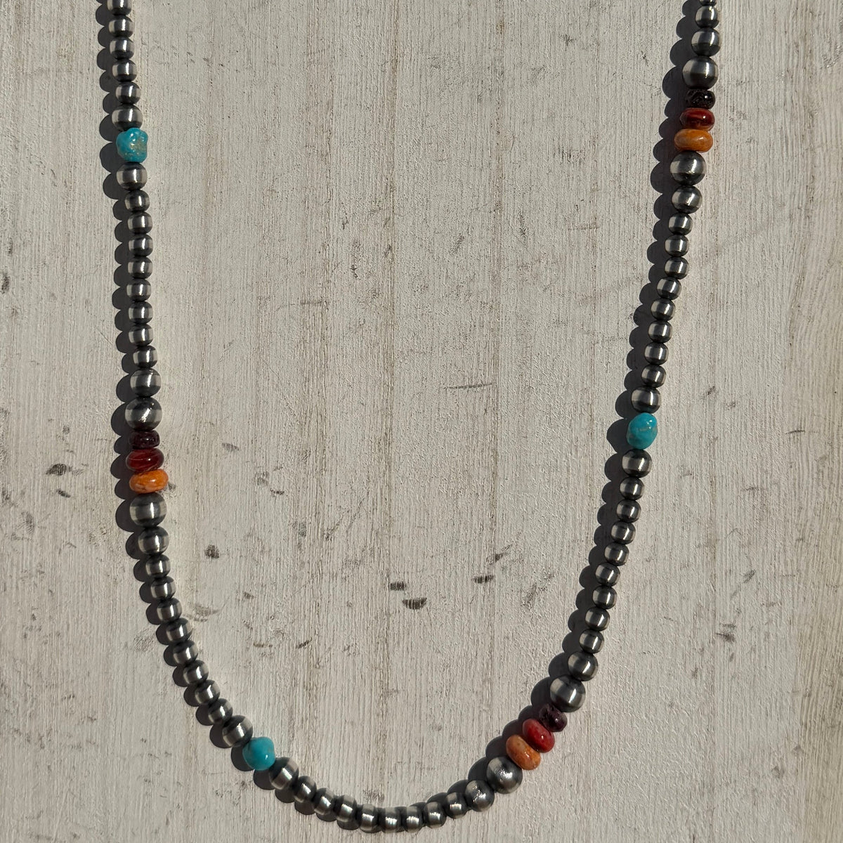 20 inch All New Multi & Navajo Pearls Patterned Sterling Silver Necklace - Country Lace Boutique