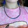 20 inch Lapis and Orange Spiny Sterling Silver Necklace - Country Lace Boutique