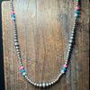 20 inch Patterned Navajo Pearl w/ Hot Pink, Blue, and White Opal Sterling Silver Necklace - Country Lace Boutique