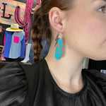 Bright Turquoise Slabs Genuine Earring