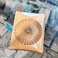 Natural Needlepoint Card Holder Wallet