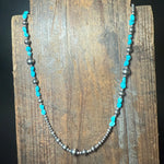 20 inch 3, 4, 5, 6mm Navajo Pearl w/ Turquoise Patterned Genuine Necklace1