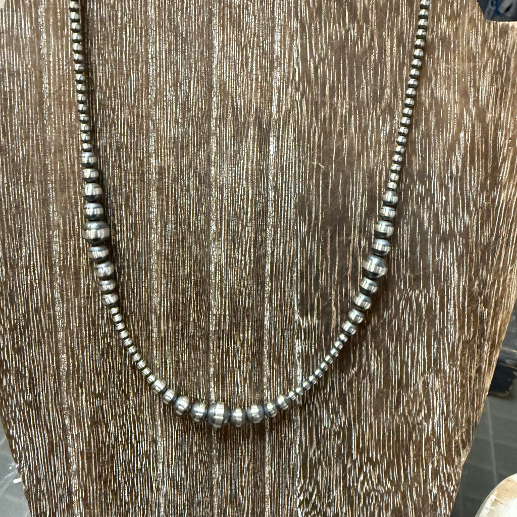 20 inch 3, 5, 6, 8mm Navajo Pearl Patterned Genuine Necklace
