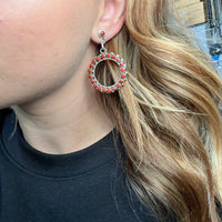 Unique Zuni Coral Dangle Post Sterling Silver Earring