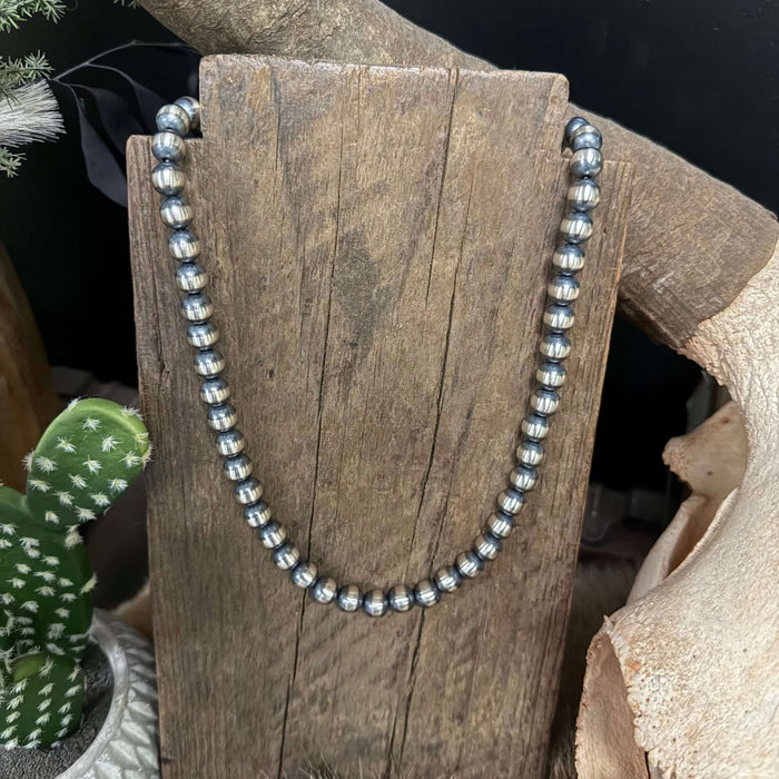 22 inch 10mm Navajo Pearl Sterling Silver Necklace - Country Lace Boutique