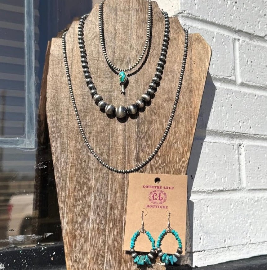 22 inch 3mm Navajo Pearl & Saucer Patterned Sterling Silver Necklace - Country Lace Boutique