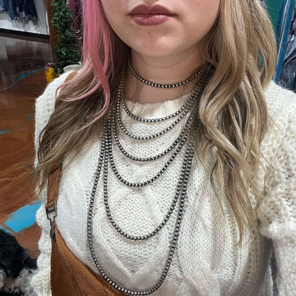 22 inch 5mm Sterling Silver Sterling Silver Navajo Pearl necklace - Country Lace Boutique