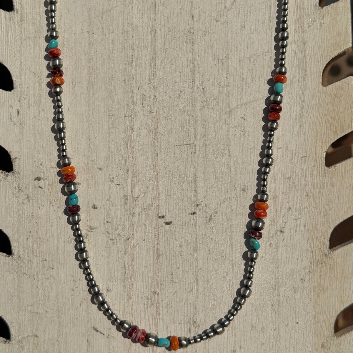 22 inch Fun Multi & Navajo Pearls Patterned Sterling Silver Necklace - Country Lace Boutique