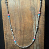 22 inch Patterned Navajo Pearl w/ Hot Pink, Blue, and White Opal Sterling Silver Necklace - Country Lace Boutique