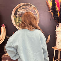 Slate Blue/Green Crop Sweatshirt