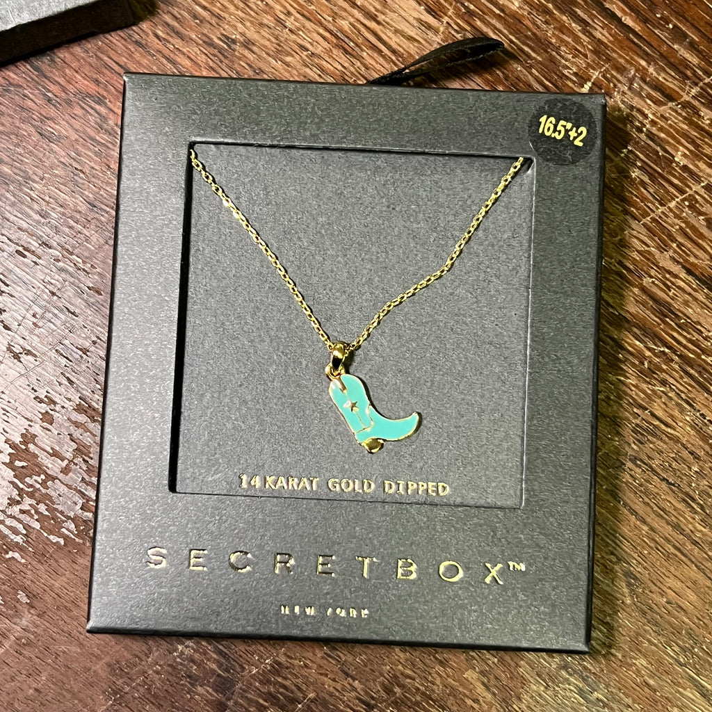 Dainty Turquoise Boot Gold Fashion Necklace