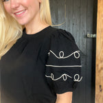 Black Western Ruffle Sleeve Top