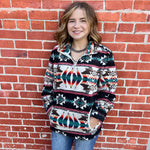 Black Powder River Aztec Printed Fleece Pullover