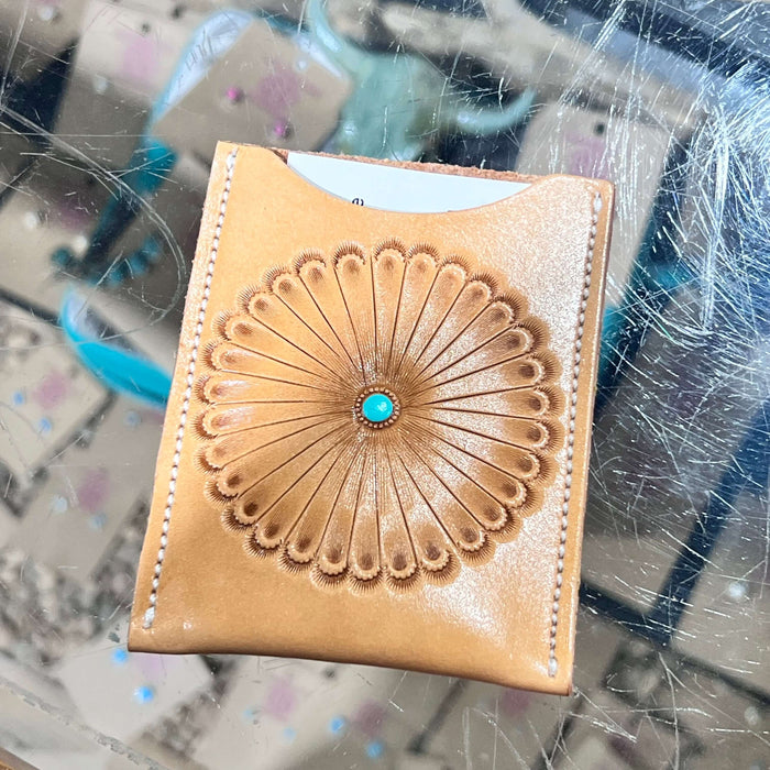 Natural Needlepoint Card Holder Wallet