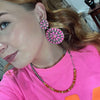 Giant Hot Pink Opal Cluster Post Stud Genuine Earring