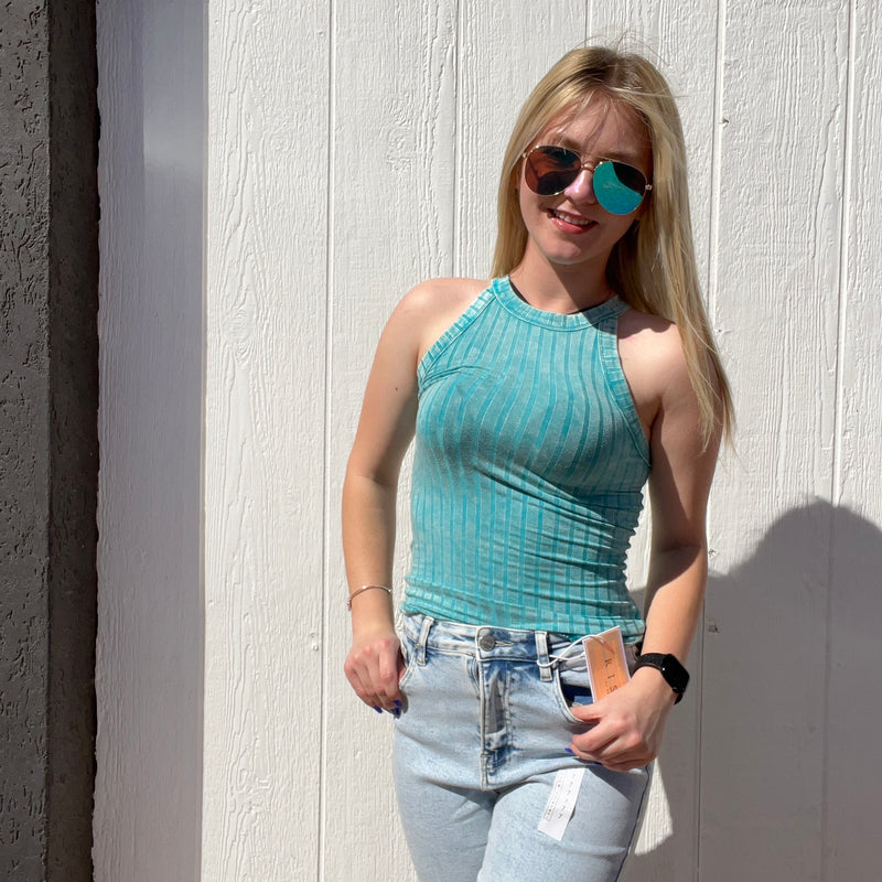 Turquoise Faded Tank Top