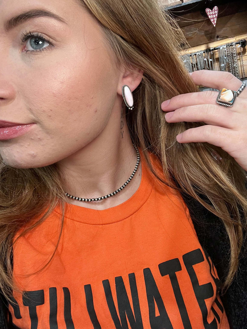 Pink Conch Post Sterling Silver Earring