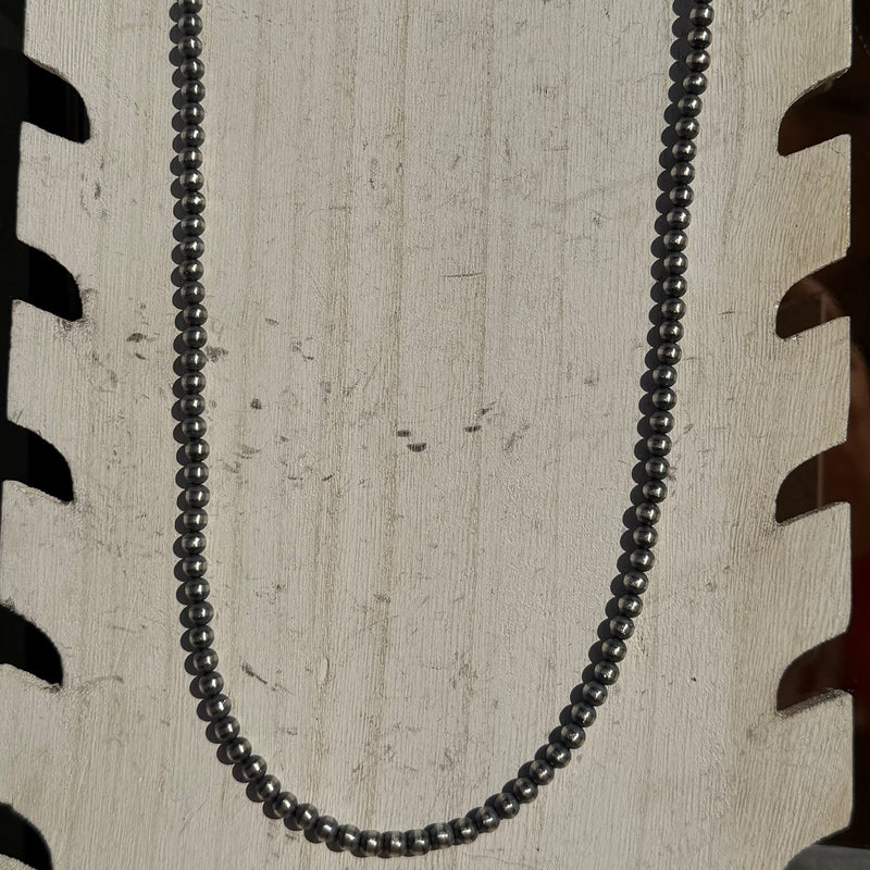 24 inch 5mm Navajo Pearl Sterling Silver Necklace - Country Lace Boutique