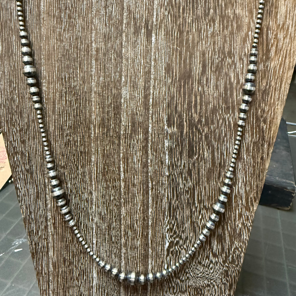 24 inch 3, 5, 6, 8mm Navajo Pearl Patterned Genuine Necklace