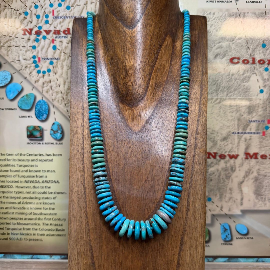 アクセサリー Turquoise silver925 designer necklace 25 inch Graduated Turquoise Sterling Silver Necklace – Country