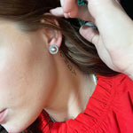 Shiny Concho Post Stud Sterling Silver Earring