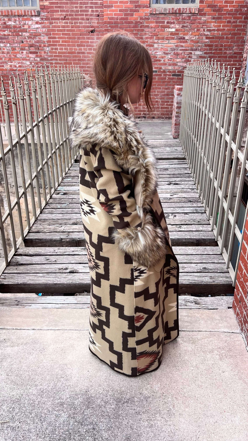 Long Tan and Brown Fur Duster/Jacket.
