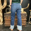 Dark Mid Rise Crop Wide-Wide Cuffed Risen Jeans
