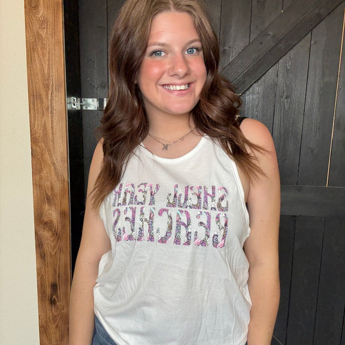 Shell Yeah Beaches White Tank Top  / Large