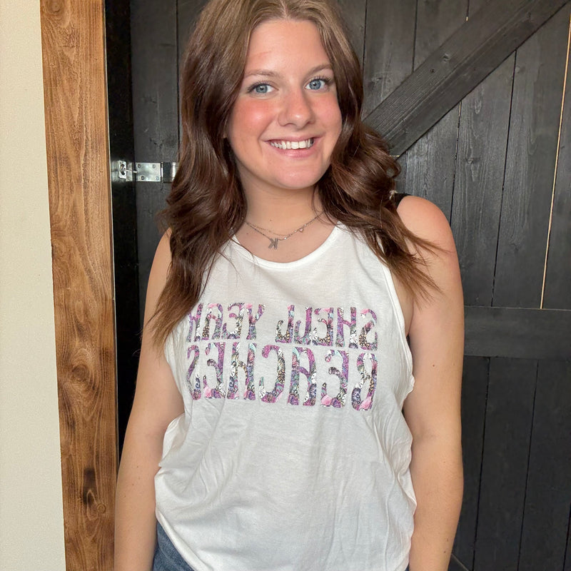 Shell Yeah Beaches White Tank Top  / Large