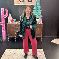 Green Crushed Velvet Blazer