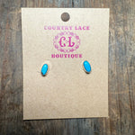 Dainty Oval Turquoise Stud Post Sterling Silver Earring