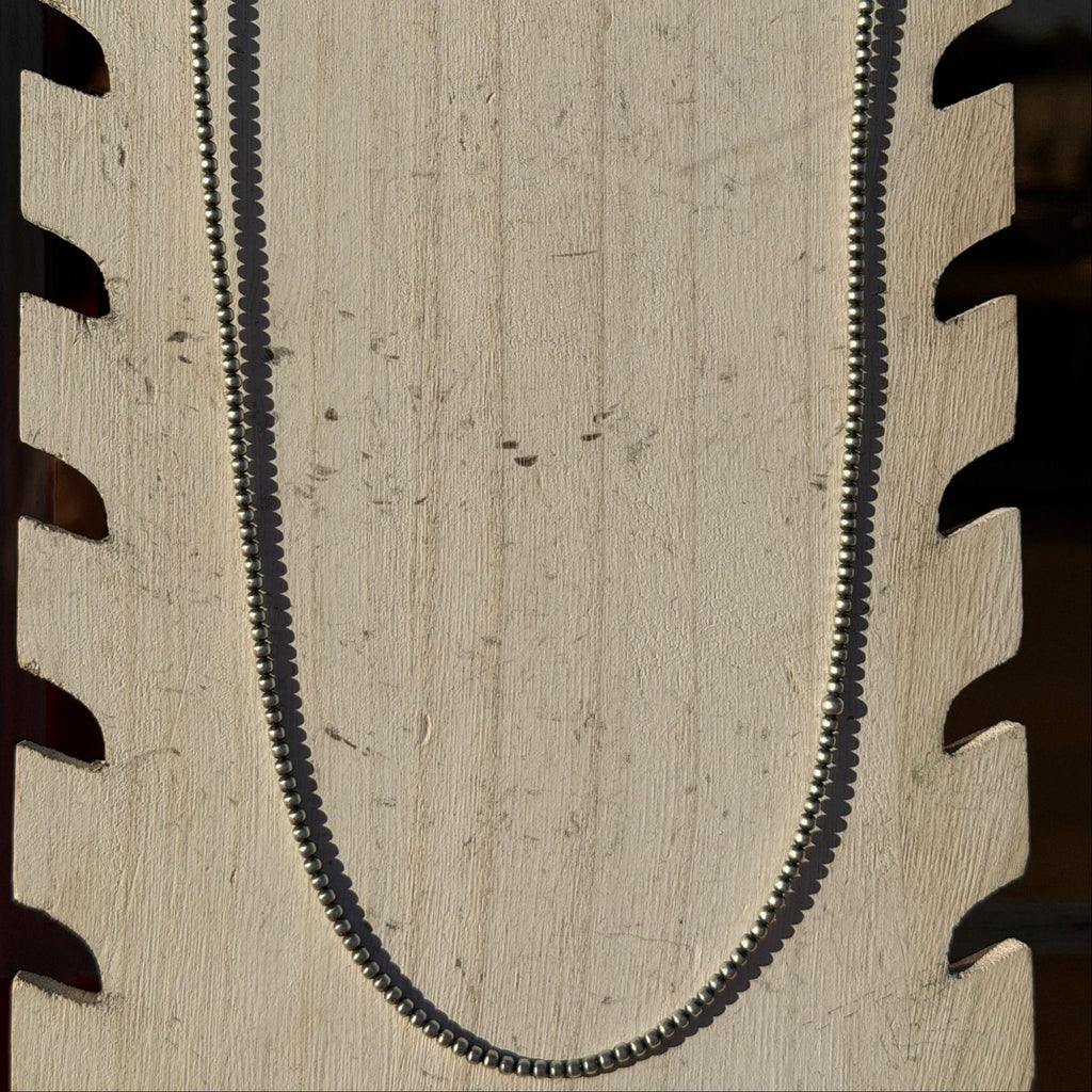 28 inch 3mm Sterling Silver Navajo Pearl Necklace - Country Lace Boutique