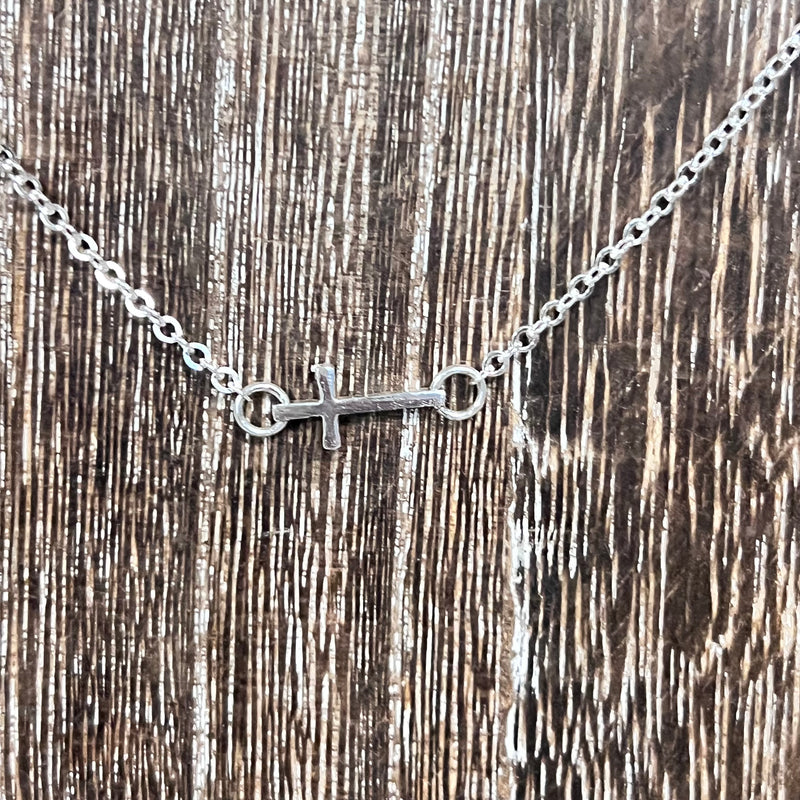 16 Inch Cross Sterling Silver Necklace W/ 2 inch extender