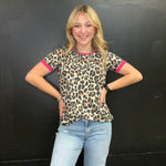 Leopard & Hot Pink Shortsleeve Top