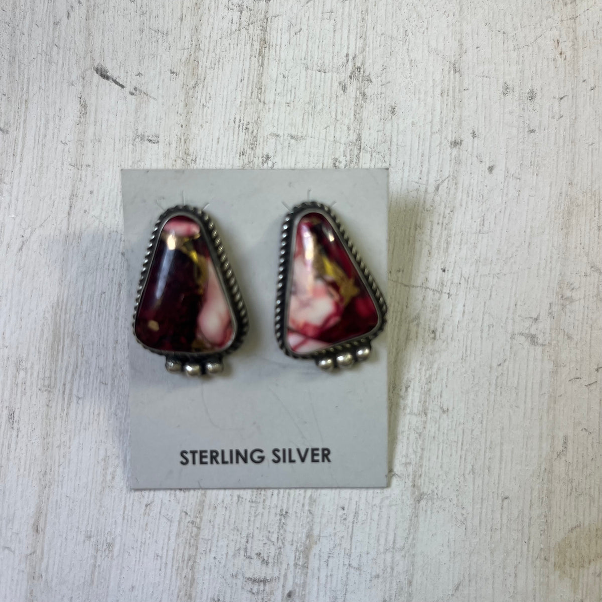 Dahlia Rose Triangle W/ Ball Detail Post Genuine Sterling Silver Earring