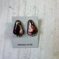 Dahlia Rose Triangle W/ Ball Detail Post Genuine Sterling Silver Earring