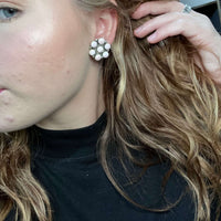 Pink Conch Cluster Post Sterling Silver Earring